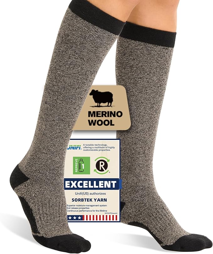 Merino Wool Compression Socks for Women Men, 15-20 mmHg Knee High Socks for by Unknown
