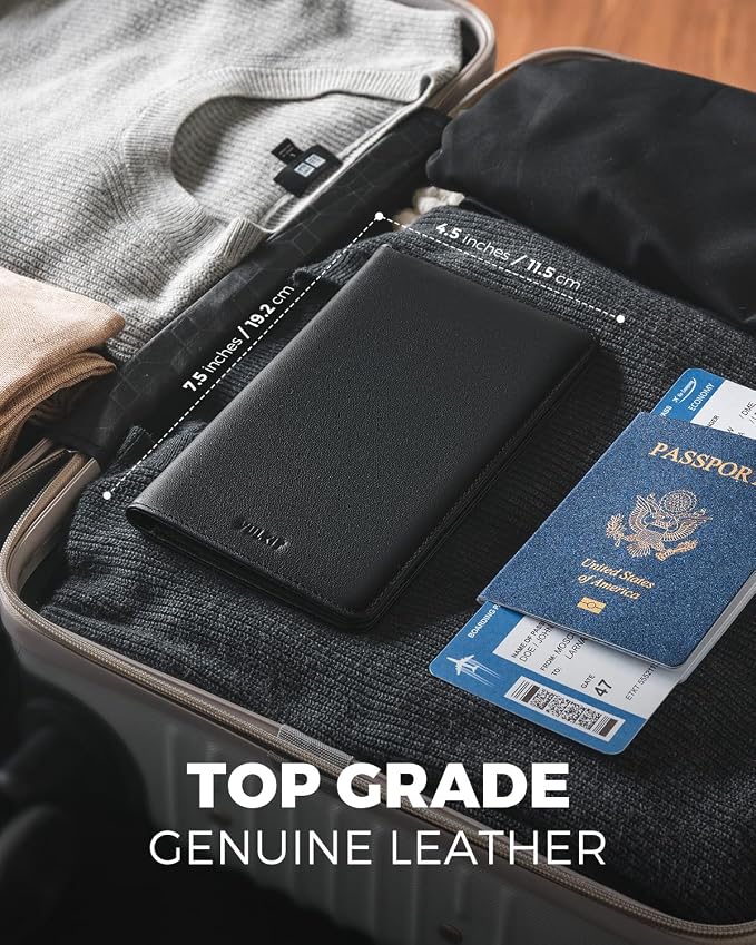 VULKIT Passport Holder Wallet RFID Blocking Travel Wallet - Image 4