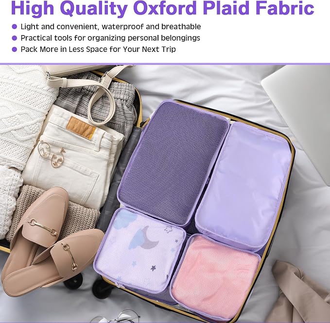 Reginary 6 Set Travel Packing Cubes Luggage Organizer Set Lightweight Suitcase - Image 4