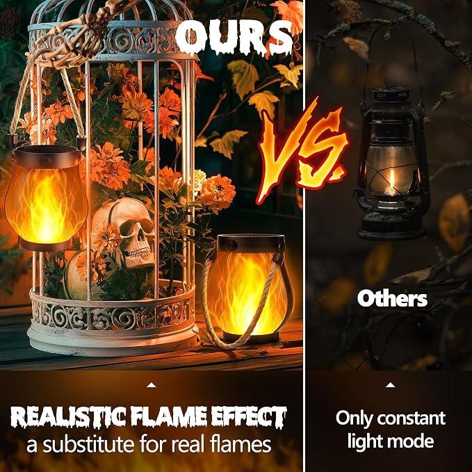 Halloween Solar Flame Lantern Hanging Outdoor Waterproof Purple - Image 6