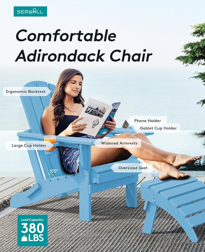 SERWALL Adirondack Chair with Cup Holders - Image 4