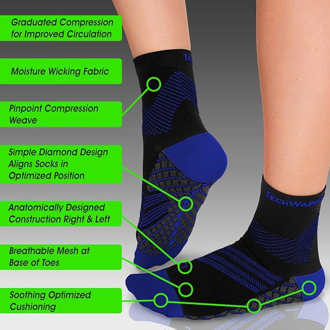 TechWare Pro Plantar Fasciitis Socks – Cushion Ankle Compression Socks Women & - Image 3