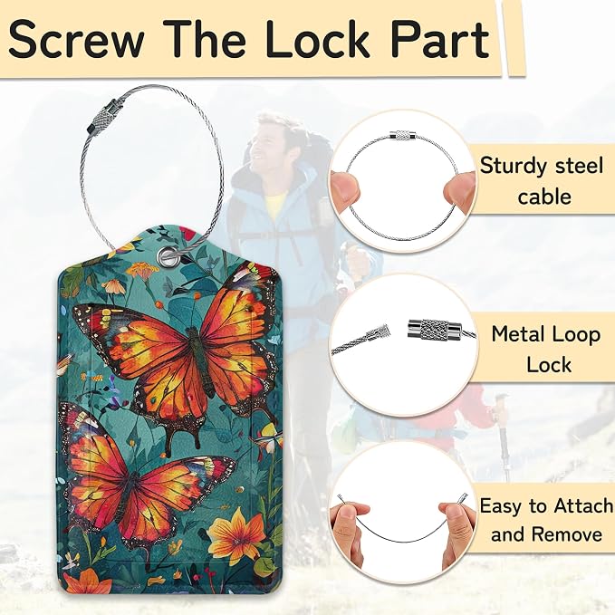 3 Pack Vintage Butterfly Wildflower Luggage Tags - Image 2