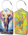 Abstraction Elephant Luggage Tags, 2 Pack Oil Paint Elephant Luggage Tag by Unknown