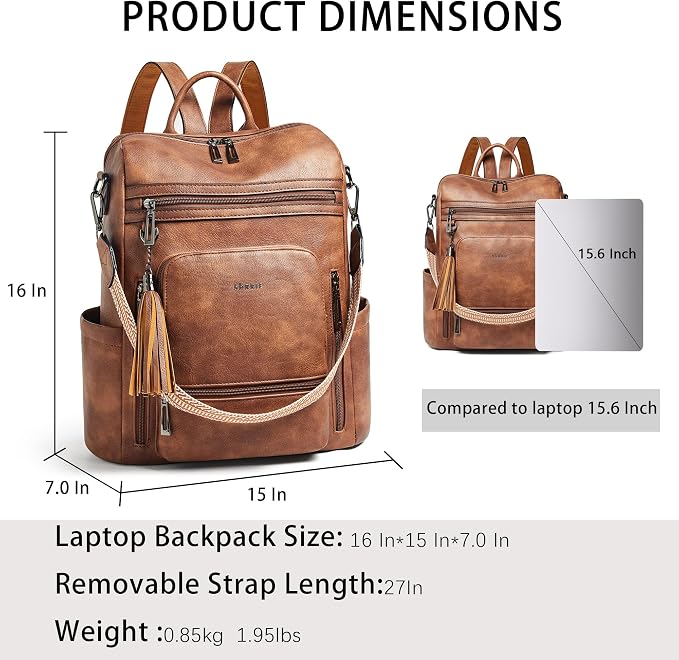 Shrrie Vegan Leather Laptop Backpack - Image 3