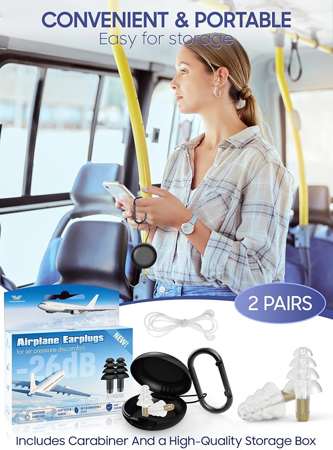 Ear Plugs for Airplane Pressure Relief, 2 Pairs Adults Soft Silicone Reusable - Image 6