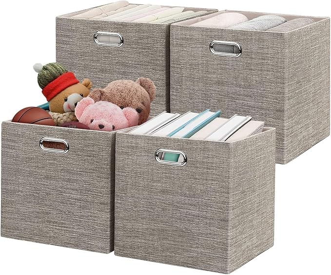 Posprica Storage Bins, 11×11 Foldable Storage Cubes Boxes Container Closet by Posprica