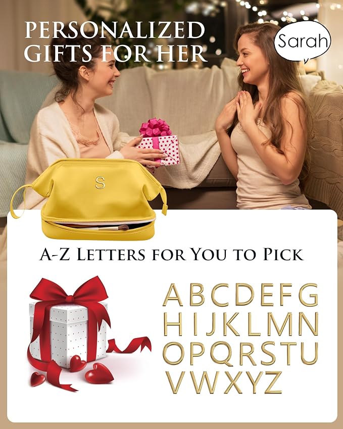 Engagement Gifts for Women, Initial Makeup Bag, Travel Gifts, Personalized Bags - Image 4