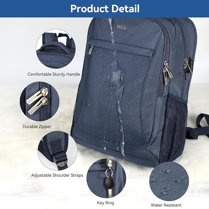 Voova Travel Laptop Backpack, Business Work Laptop Backpack - Image 4