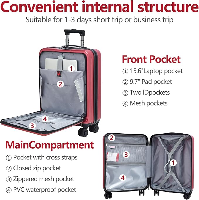 TydeCkare 2pcs 20/28" Luggage Set Lightweight HardShell, Only 20 Inch Carry On - Image 3