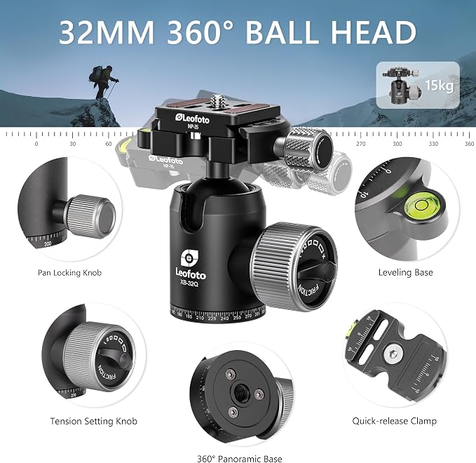 Lightweight Carbon Fiber Reverse Folding Travel Tripod - Image 3