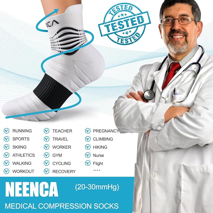 NEENCA Professional Compression Socks, Medical Athletic Ankle Socks - Image 7