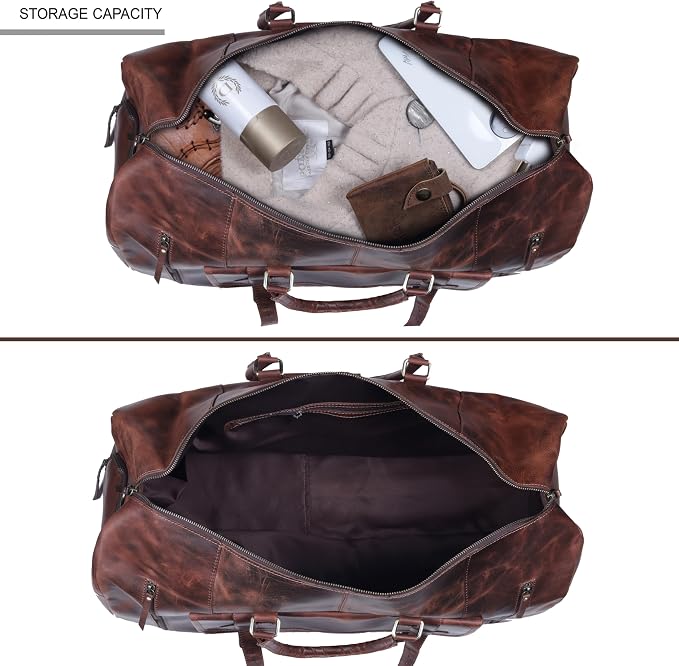 24 Inch Genuine Leather Duffle Bag - Image 7