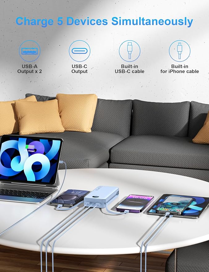 Portable Charger with Wall Plug, 20000mAh USB C Power Bank Fast Charging - Image 7