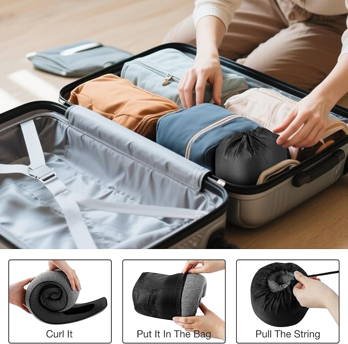 Travel Pillows for Airplanes, Neck Pillow for Traveling Using Memory Foam - Image 3