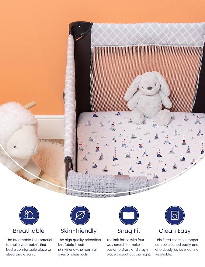 TotAha Premium Stretchy Pack N Play Playard Sheets | Mini Crib - Image 2