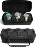 3 watch travel case roll, Hard watch carry case roll display storage organizer by forBetterLife
