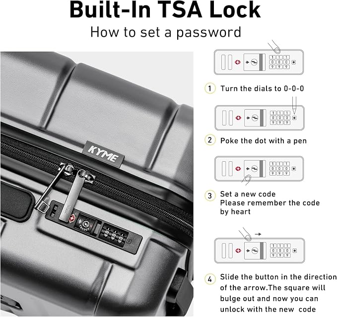KYME Suitcases with Wheels Hardshell 26 Inch Luggage with TSA Lock Durable - Image 6