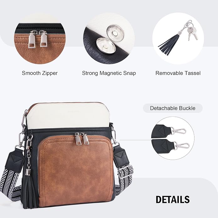 Crossbody Purse for Women, Lightweight Medium Crossbody Bag Soft Leather - Image 6