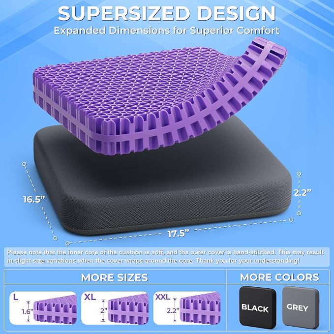TushGuard Gel Seat Cushion for Long Sitting, Enlarged & Thickened Patent Design - Image 3