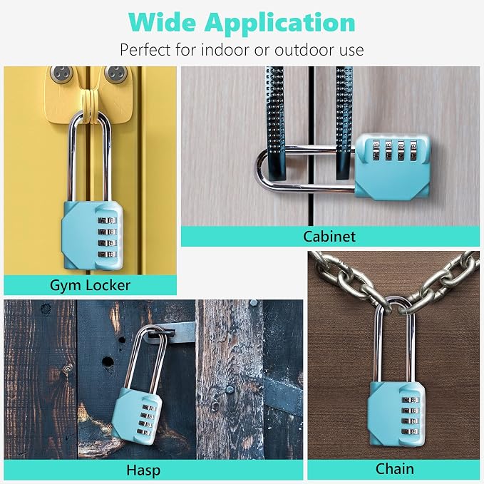 CL21AS 2.6 Inch Long Shackle Combination Lock, 4 Digit Combination Padlock Set - Image 6