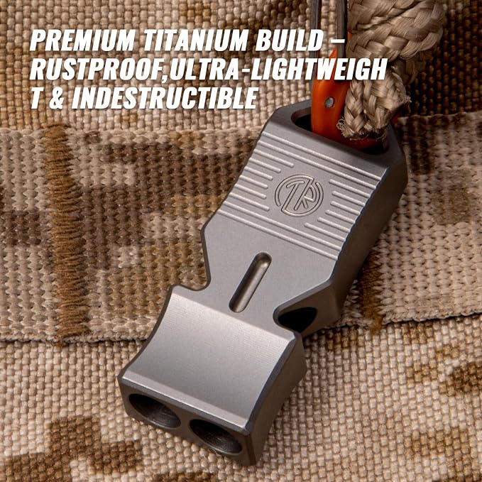 TACRAY Titanium Emergency Survival Whistle, Portable Necklace Whistle, Loud - Image 2