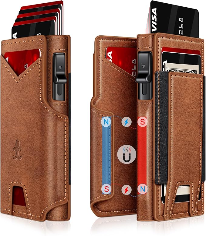 Wallet for Men Wallet with Slim Pop Up Card Holder 9-13 Cards, Bifold by SEMORID