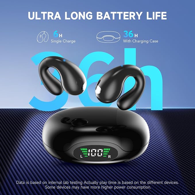 Open Ear Earbuds Wireless Bluetooth 5.4 Earphones, Flexible Clip On Ear buds - Image 7
