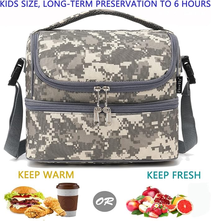 FlowFly Kids Double Decker Cooler Insulated Lunch Bag Large Tote - Image 2