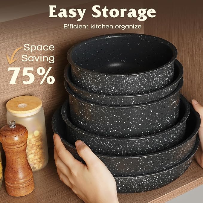 17 Pcs Pots and Pans Set Non Stick, Cookware Sets - Image 5