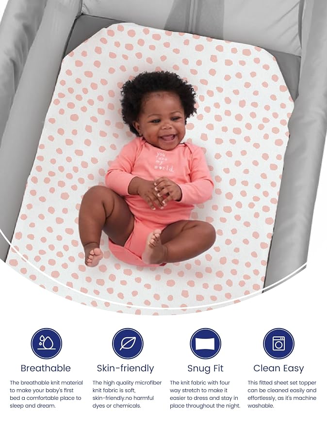 TotAha Premium Soft Pack n Play Sheets, Super Stretchy Jersey Knit Mini Crib - Image 2