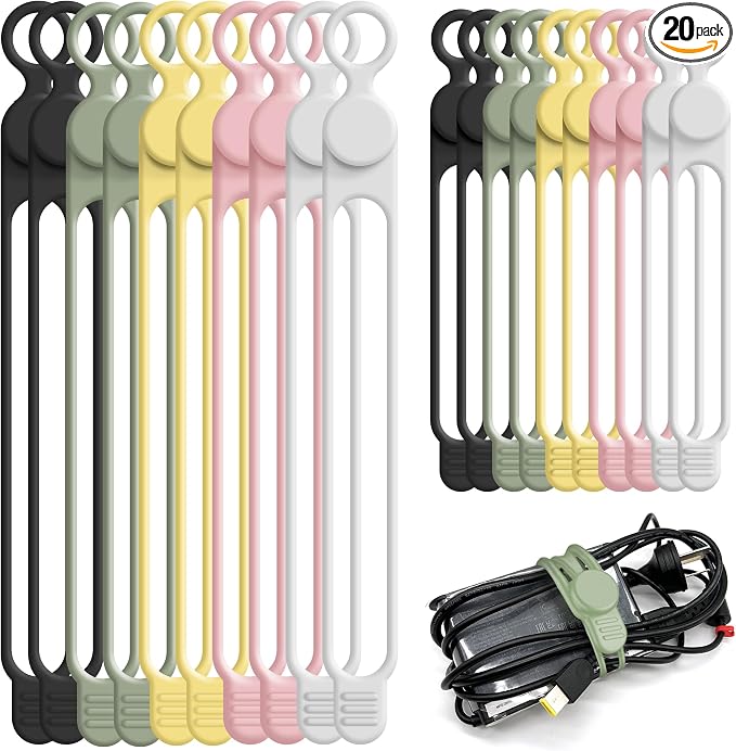 Nearockle Silicone Cable Ties Cord Organizer by ELECTRONICSORGANIZATION