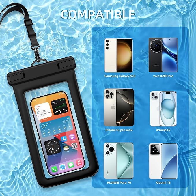 IPX8 Floating Waterproof Phone Case 2-Pack, 7.2 Inch Waterproof Phone Pouch - Image 4