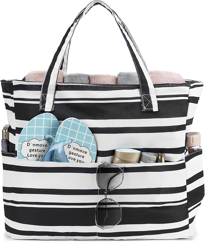 LEDAOU Large Beach Tote Bag Women Waterproof Sandproof Zipper Beach Tote Bag by LEDAOU
