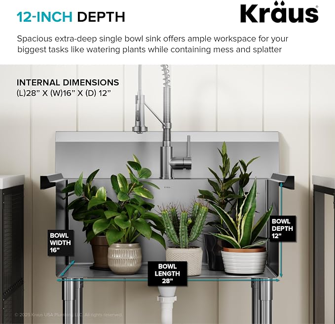 KRAUS Standart Pro 32 Inch 18-Gauge Stainless Steel Scullery Sink, 24 Gallon - Image 6