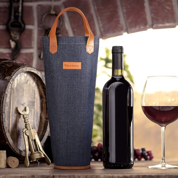 Tirrinia Single Wine Carrier Tote, Insulated Wine Cooler Bag - Image 7