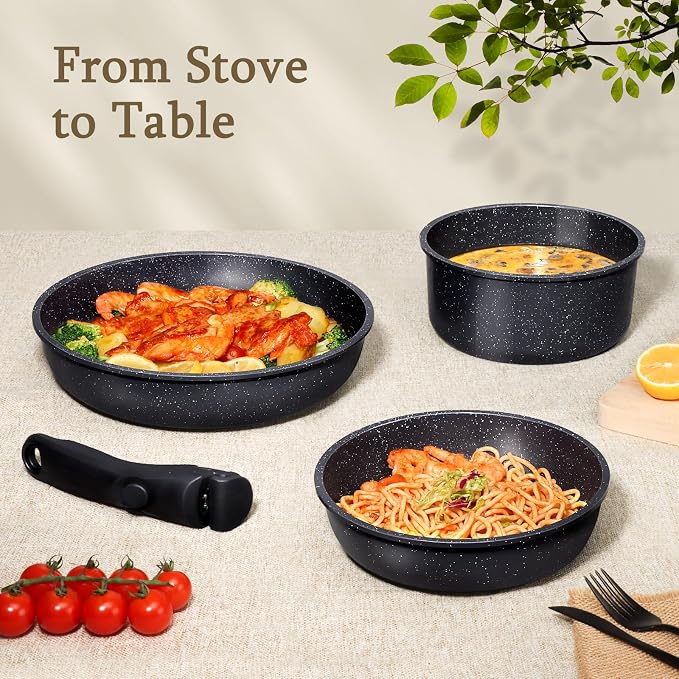 GiPP Ceramic Pots and Pans Set Non Stick, Nonstick Detachable Handle Cookware - Image 9