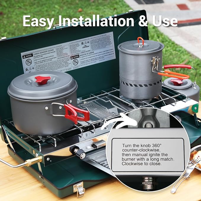 Camping Stove, 3 Burners Propane Portable Camp Stove - Image 6
