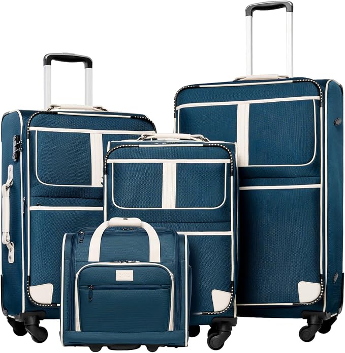 Coolife Luggage 4 Piece Set Suitcase Expandable TSA lock spinner softshell by COOLIFE
