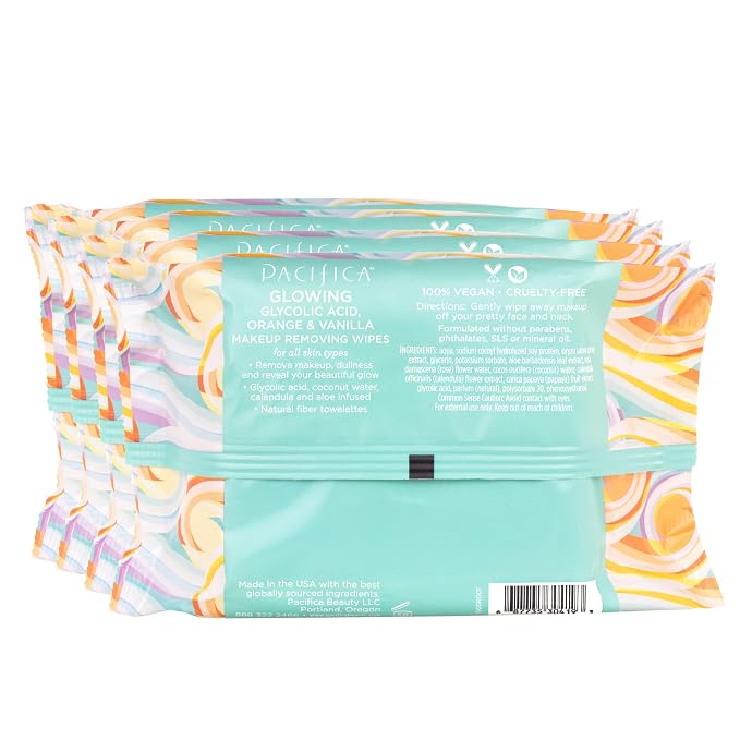 Pacifica Beauty | Glowing Makeup Remover Wipes | Gycolic Acid, Coconut Water - Image 4