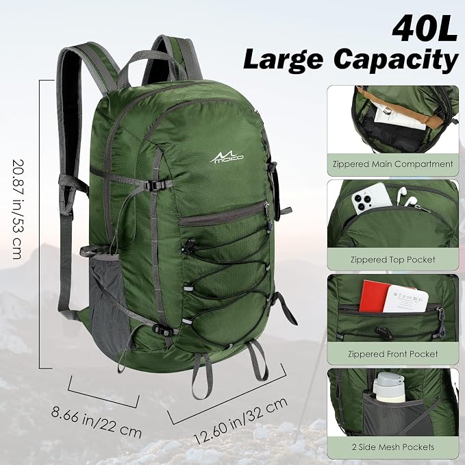MoKo Hiking Backpack, 40L Large Capacity Camping Backpack - Image 2