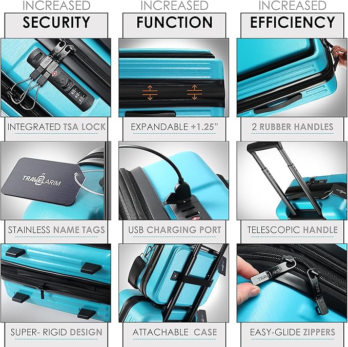 Hard Shell Luggage Sets with Spinner Wheels 4 Piece, Expandable Large Suitcases - Image 3