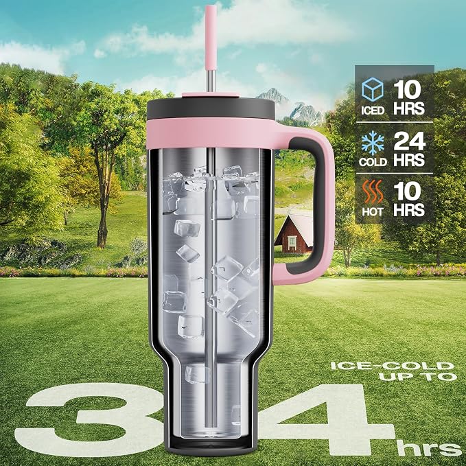 50 oz Tumbler with Handle, 2-in-1 Straw and Sip Lid, Dishwasher Safe, Insulated - Image 2
