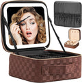 Makeup Travel Train Case with Mirror LED Light 3 Adjustable Brightness Large by Extrei+Gent