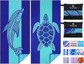 2 Pack Microfiber Lightweight Beach Towel 71"x32" Oversized Extra Large Thin by Qinqinamu