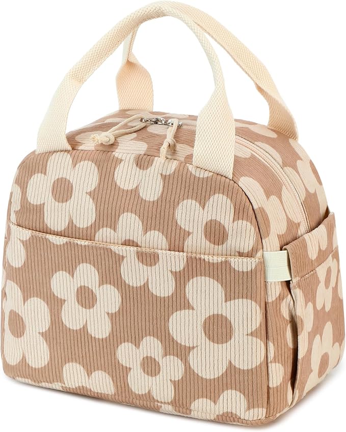 Bluboon Lunch Bag for Women Men Cute Corduroy Lunch Tote Bags Reusable - Image 9