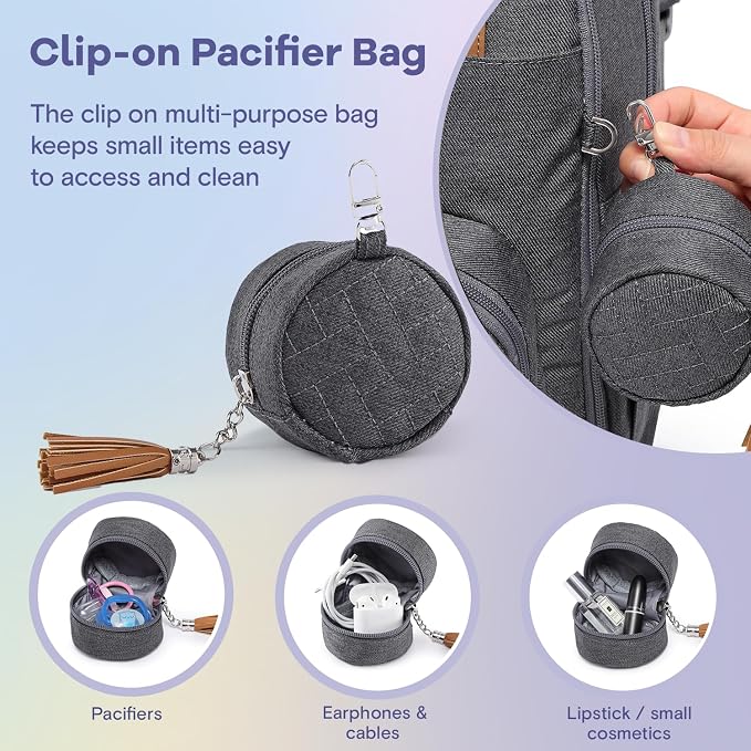 RUVALINO Diaper Bag Backpack, Large Capacity, Waterproof, Dark Gray - Image 9