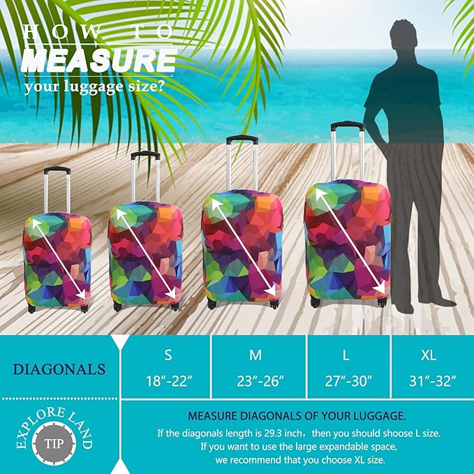 Explore Land Travel Luggage Cover Suitcase Protector Fits 27-30 Inch Case - Image 5