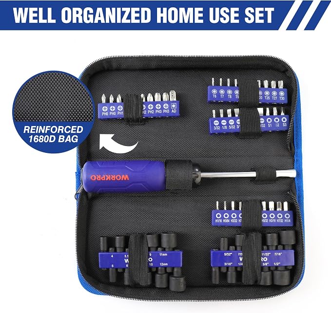 WORKPRO 61PC Magnetic Screwdriver Bits & Nut Driver Set - Image 6