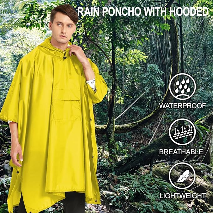 salamra Hooded Rain Poncho Waterproof Raincoat Jacket - Image 2